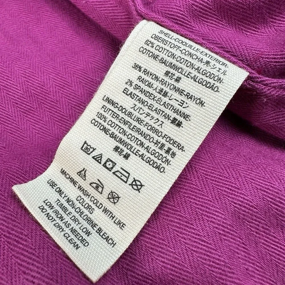 Free People Trucker Jacket Women XS/S Magenta Velvet Corduroy Snap Front Boho - Picture 13 of 15